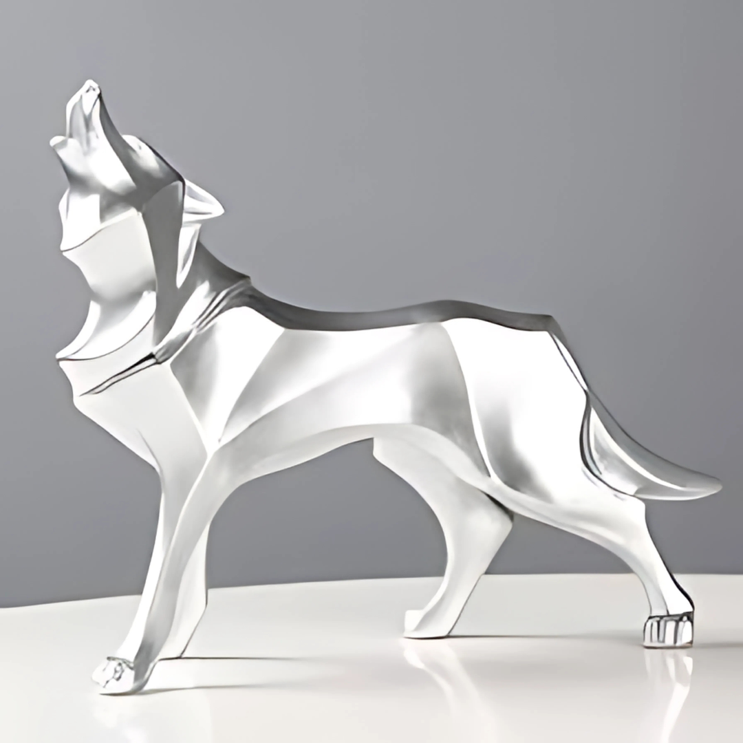 Modern Wolf Sculpture - Geometric Art Object