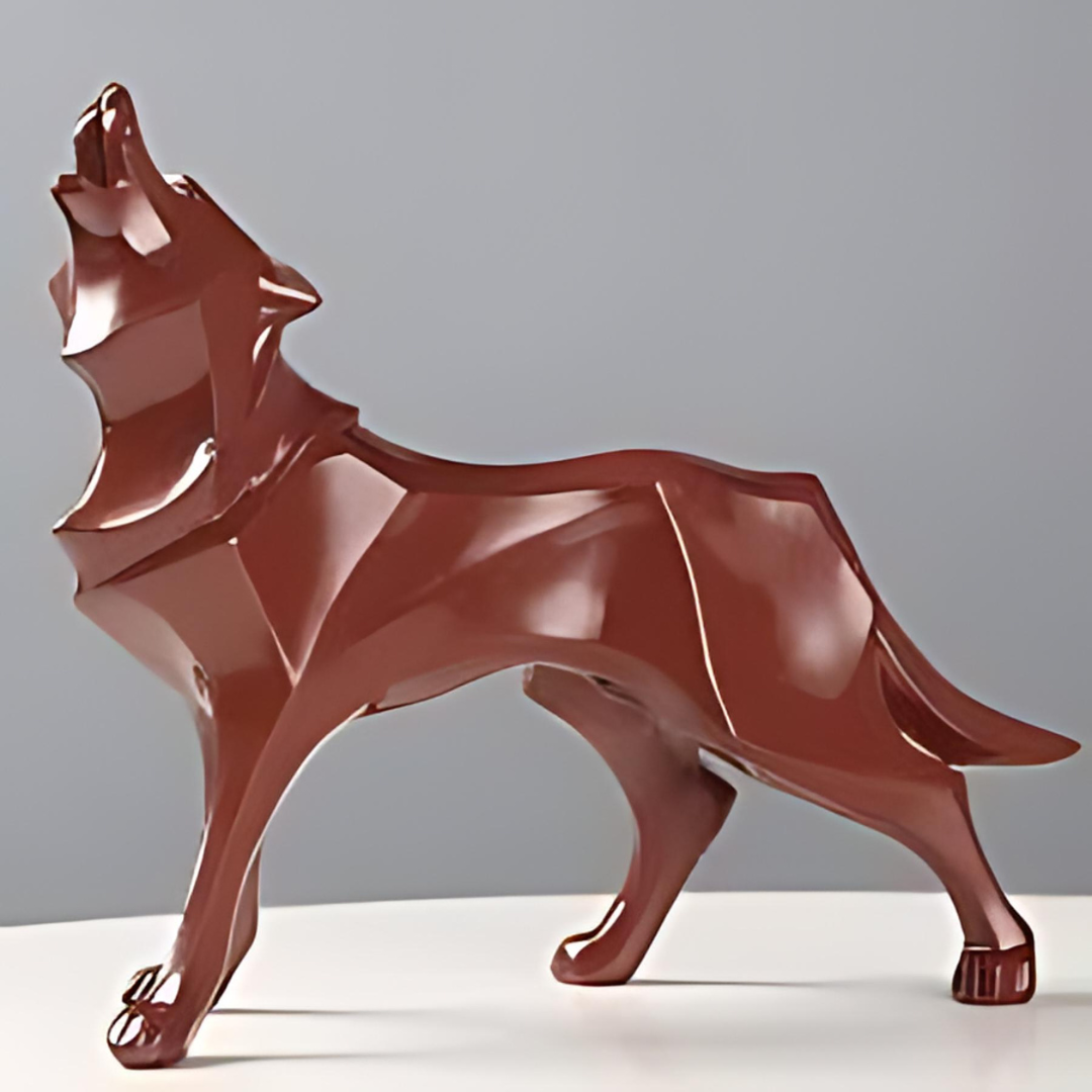 Modern Wolf Sculpture - Geometric Art Object