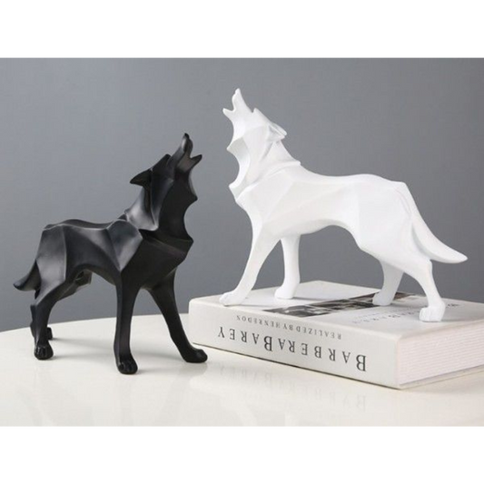 Modern Wolf Sculpture - Geometric Art Object