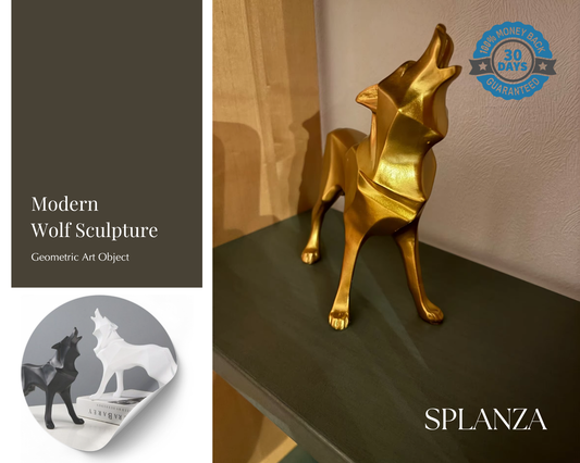 Modern Wolf Sculpture - Geometric Art Object
